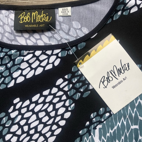 Bob Mackie Maxi Dress Black and Blue Abstract Wearable Art Size XXS - Picture 3 of 3